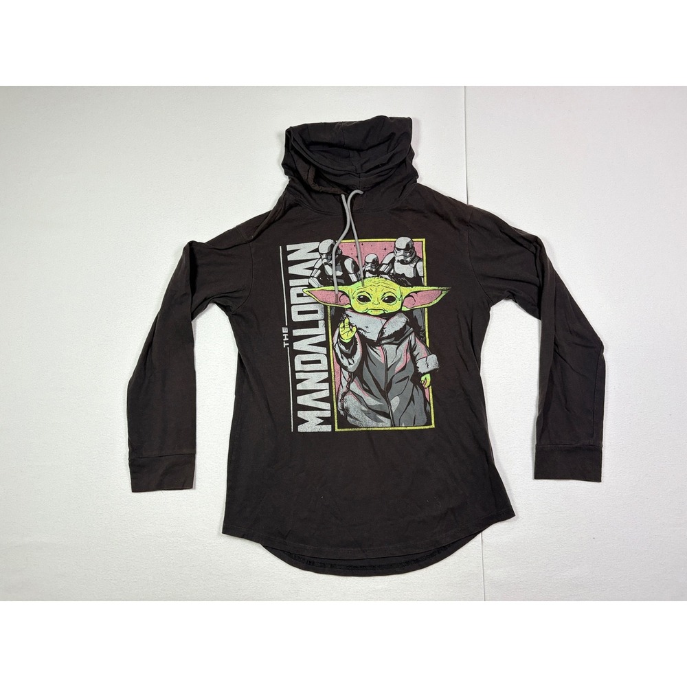 Star Wars The Mandalorian Grogu Baby Yoda Brown Lightweight Hoodie Women Medium